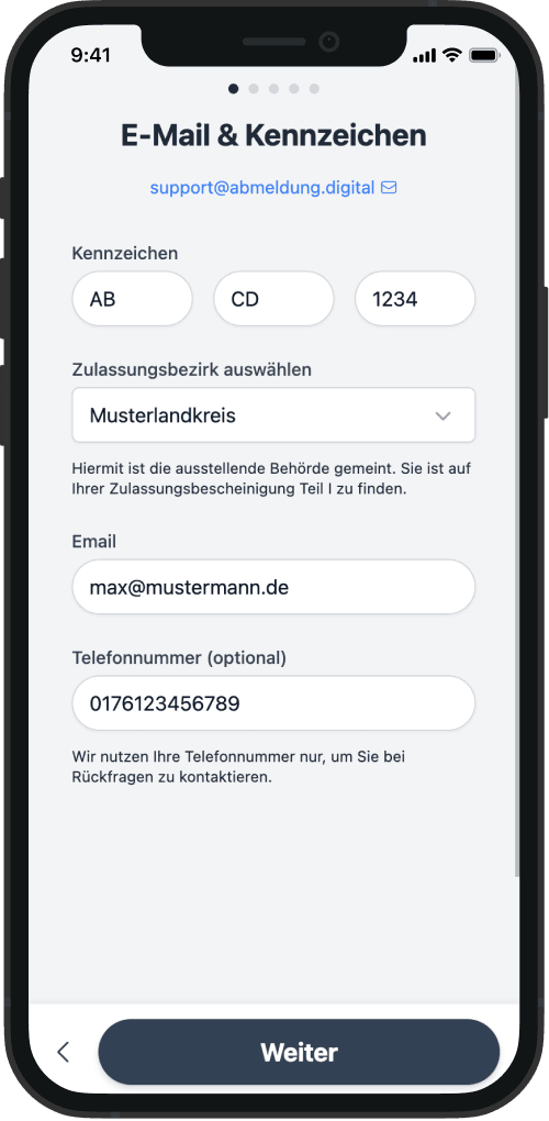 Fahrzeug online abmelden